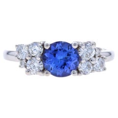 Tansanit-Diamantring aus Weißgold - 18k rund 1,26 Karat