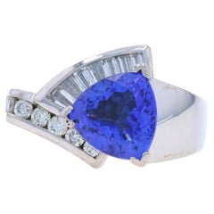 Tansanit-Diamantring aus Weißgold - 18k Trillion 3,17 Karat