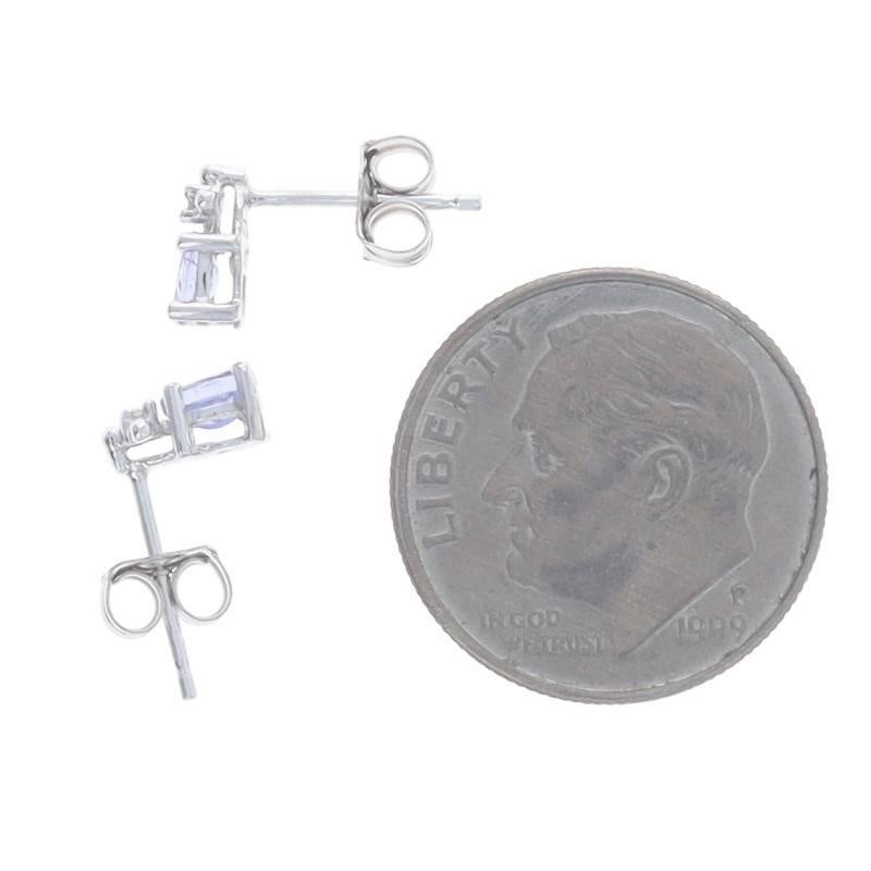 Orecchini con diamante e tanzanite in oro bianco - 10k Oval 2.30ctw Pierced In condizioni ottime in vendita a Greensboro, NC