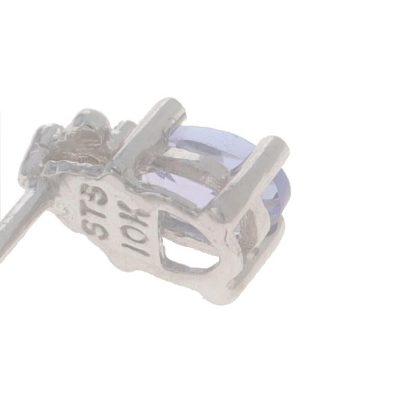 Donna Orecchini con diamante e tanzanite in oro bianco - 10k Oval 2.30ctw Pierced in vendita