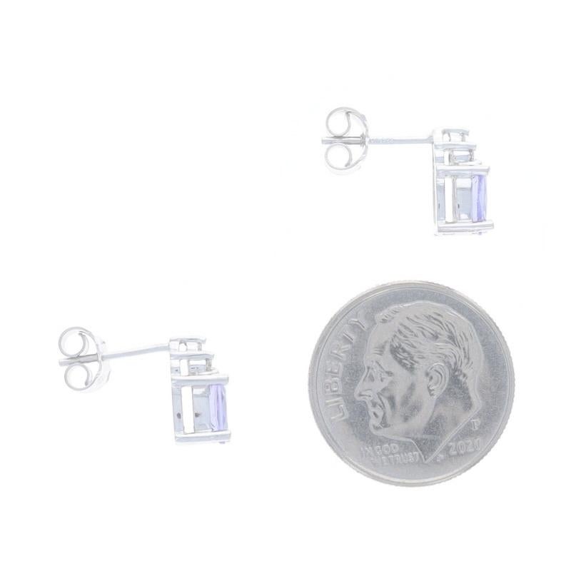 Pendientes de Oro Blanco con Diamante Tanzanita - 14k Ovalados .84ctw Perforados Corte oval en venta