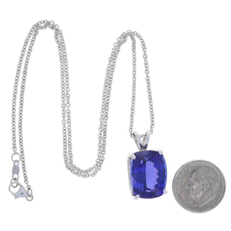 Collier pendentif en or blanc Tanzanite Solitaire 17