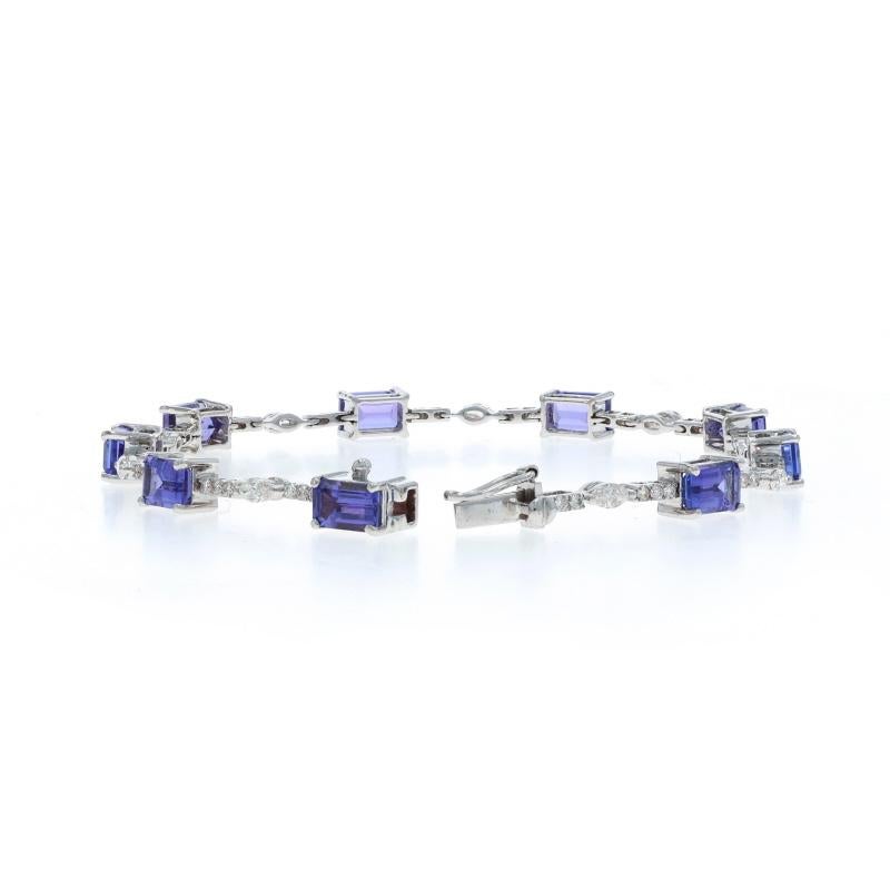Bracelet en or blanc Tanzanites Diamond Link Bracelet 7