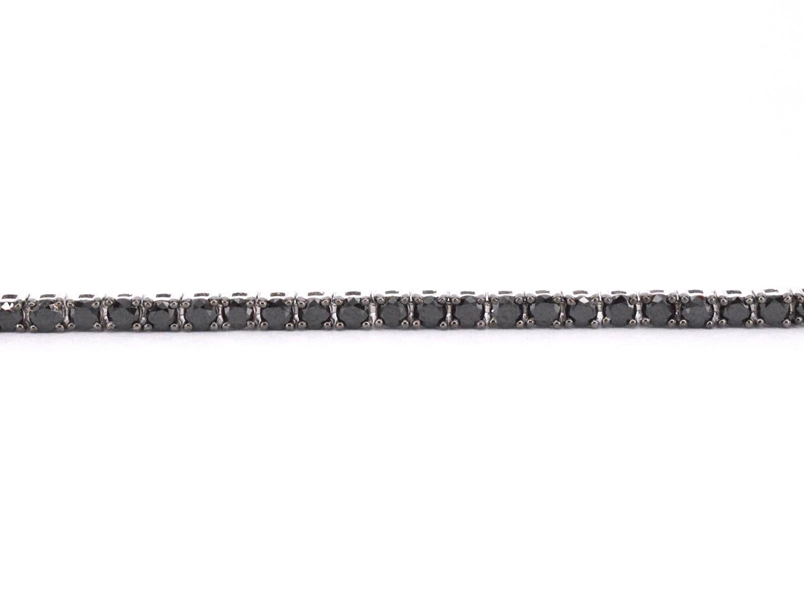 White Gold Tennis Bracelet Set with Black Diamonds In New Condition In AMSTELVEEN, NH
