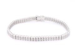 White Gold Tennis Bracelet with 2 Rows of Diamonds 1.50 Carat