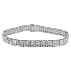 Bracelet tennis en or blanc avec 3 rangées de diamants, 2,25 carats
