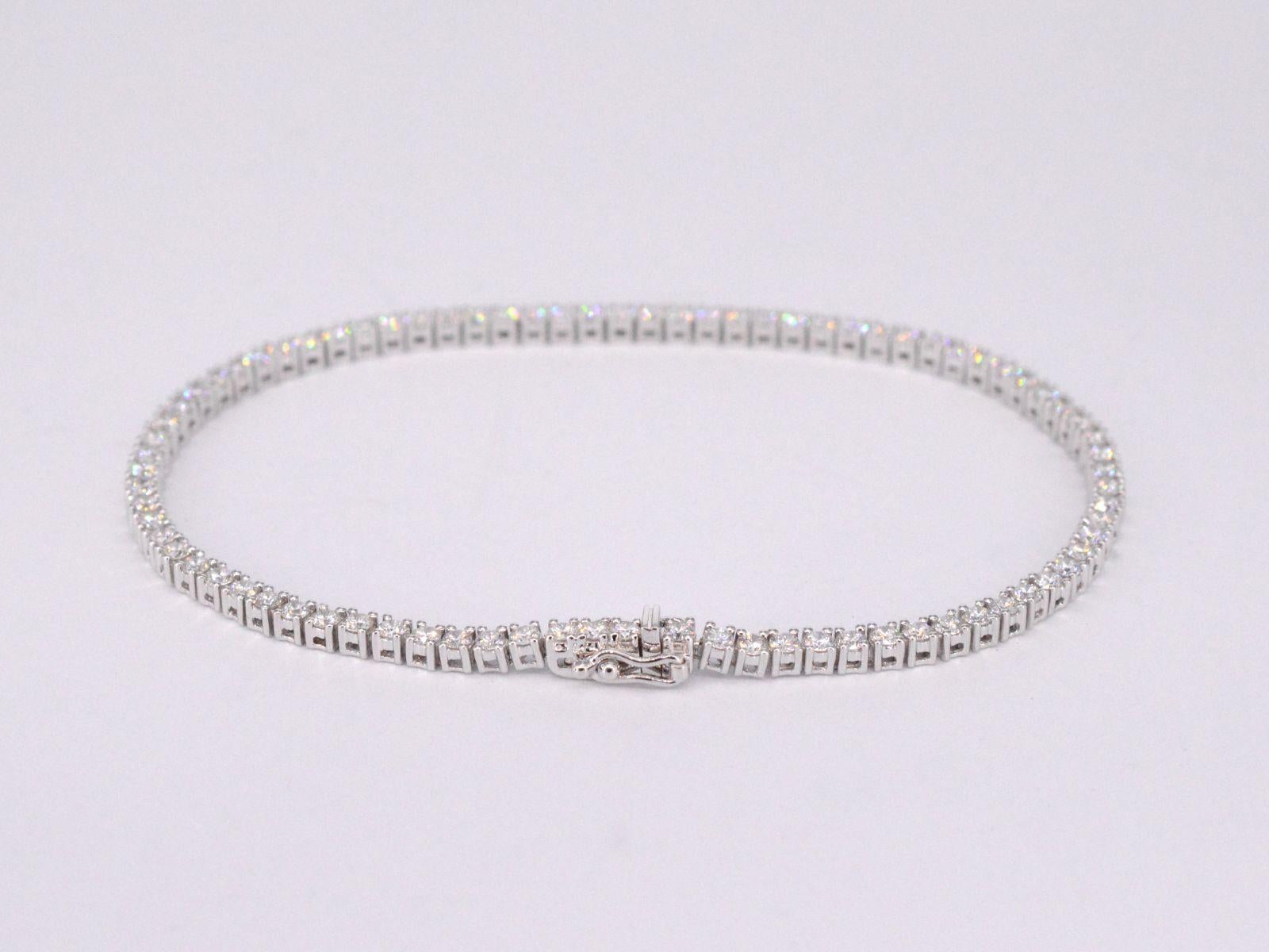 Contemporary White Gold Tennis Bracelet with 3.00 Carat Diamonds For Sale