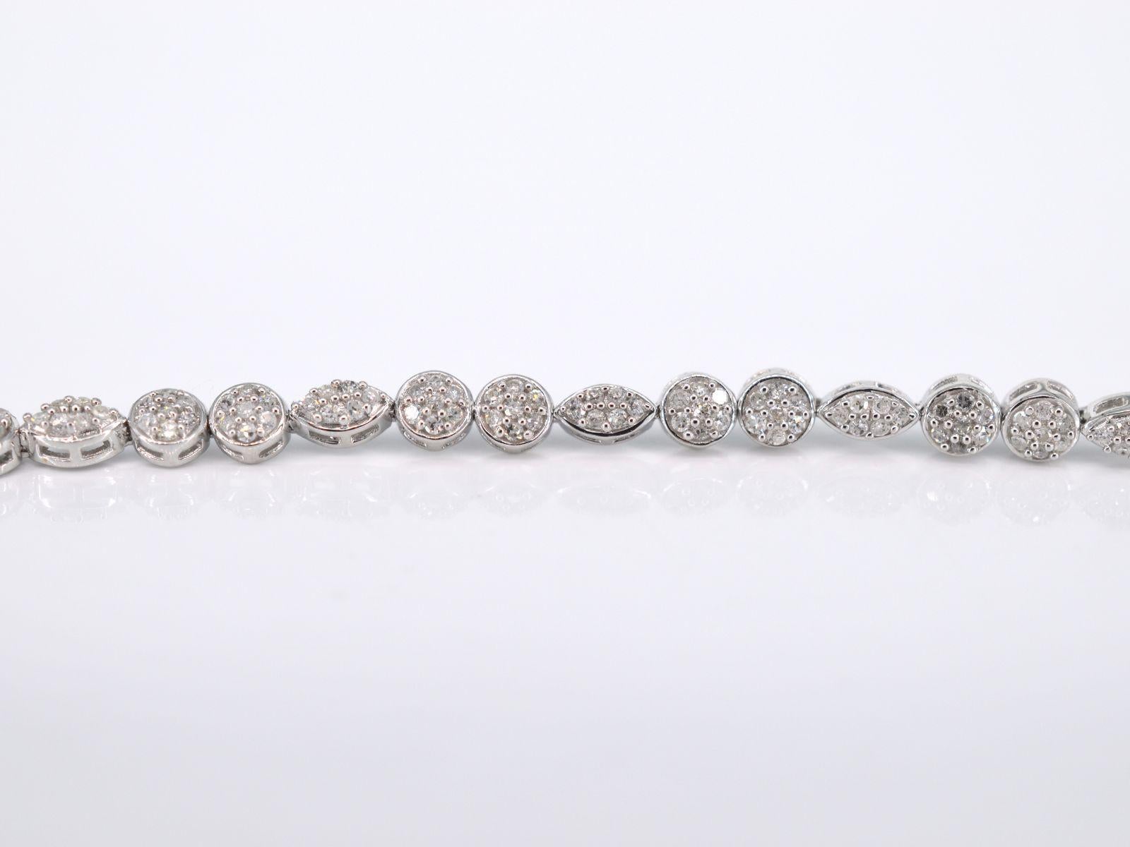 Contemporary White Gold Tennis Bracelet with Diamonds 1.10 Carat For Sale