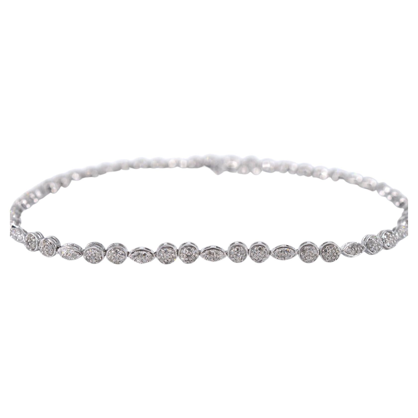 White Gold Tennis Bracelet with Diamonds 1.10 Carat For Sale