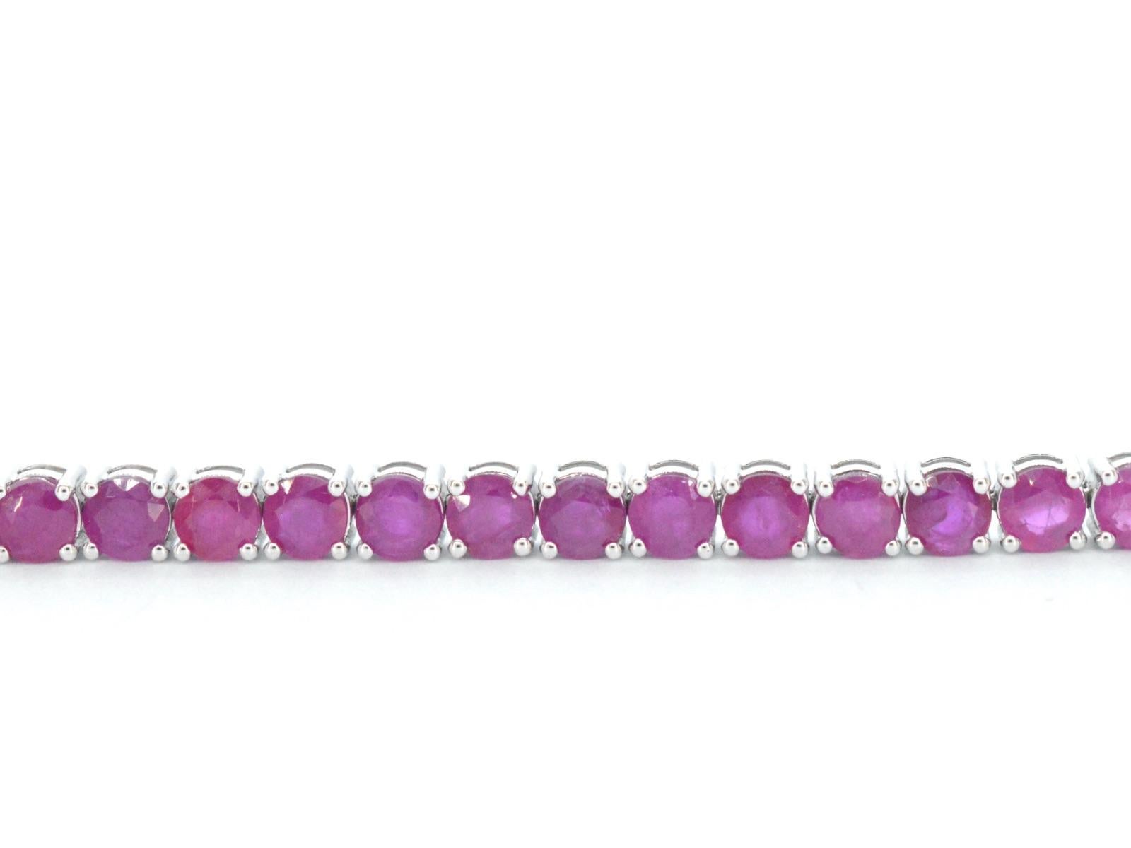 Brilliant Cut White Gold Tennis Bracelet with Rubies For Sale