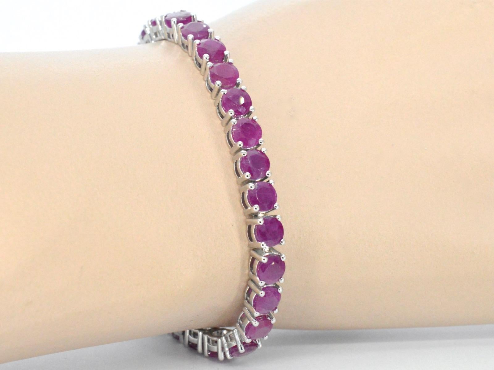 Women's White Gold Tennis Bracelet with Rubies For Sale