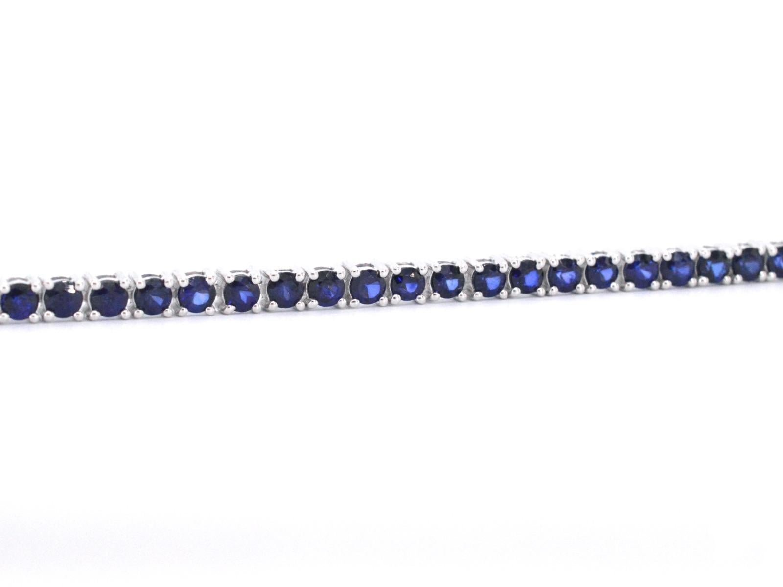 White Gold Tennis Bracelet with Sapphires For Sale 1