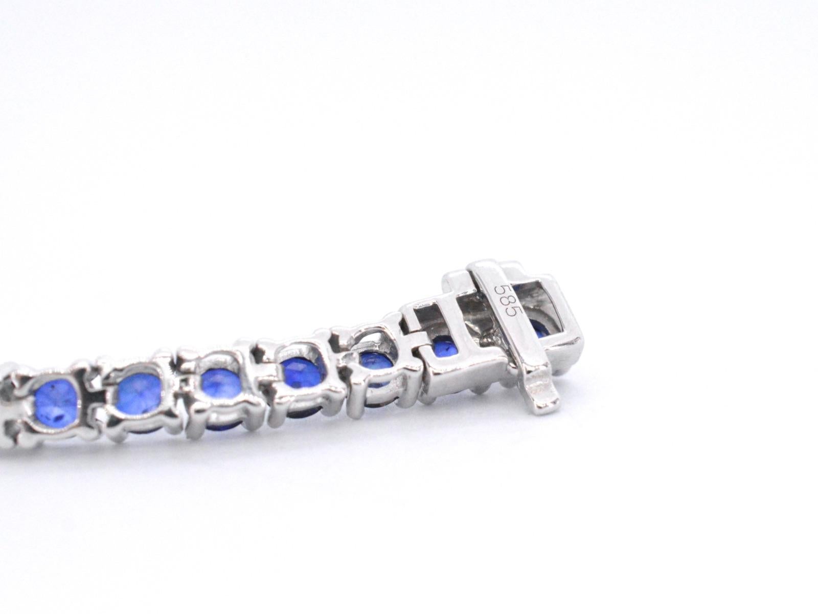 White Gold Tennis Bracelet with Sapphires For Sale 2
