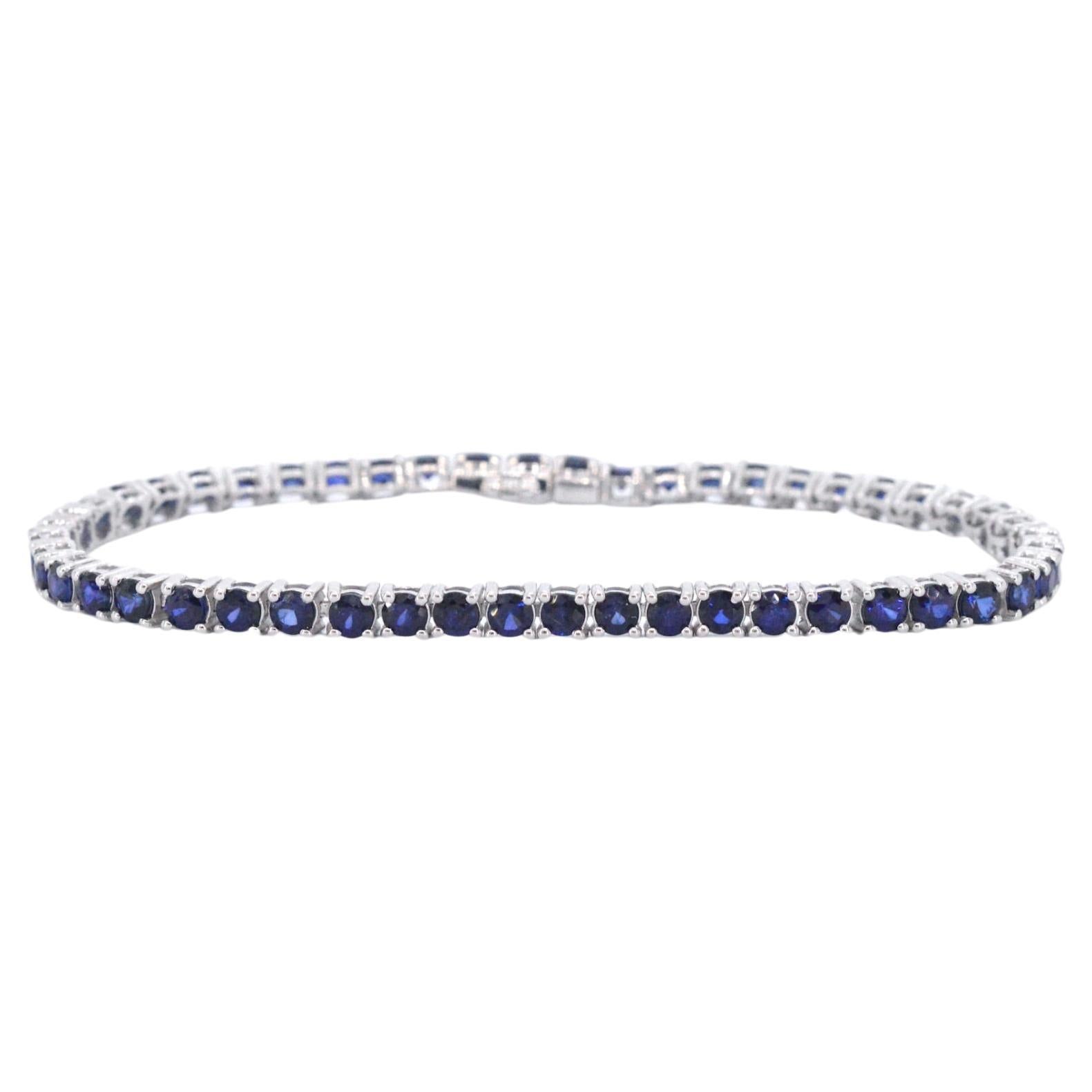 White Gold Tennis Bracelet with Sapphires For Sale