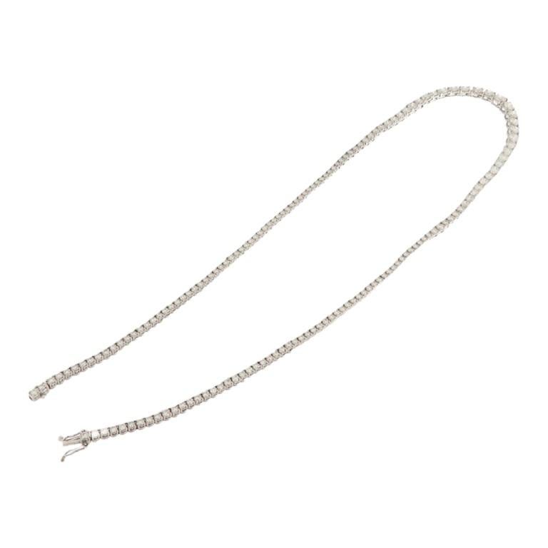 Contemporary White gold tennis necklace with 10.48 ct brilliant cut diamonds For Sale
