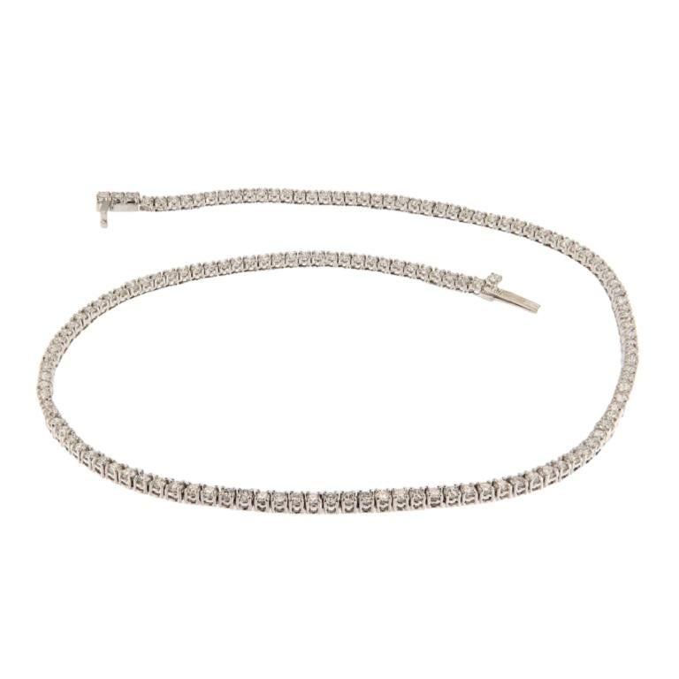 Contemporary White gold tennis necklace with 6.84 ct brilliant cut diamonds