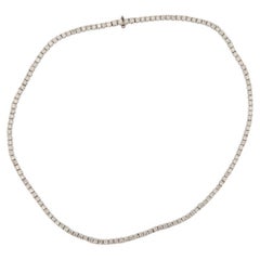 Retro White gold tennis necklace with 6.84 ct brilliant cut diamonds
