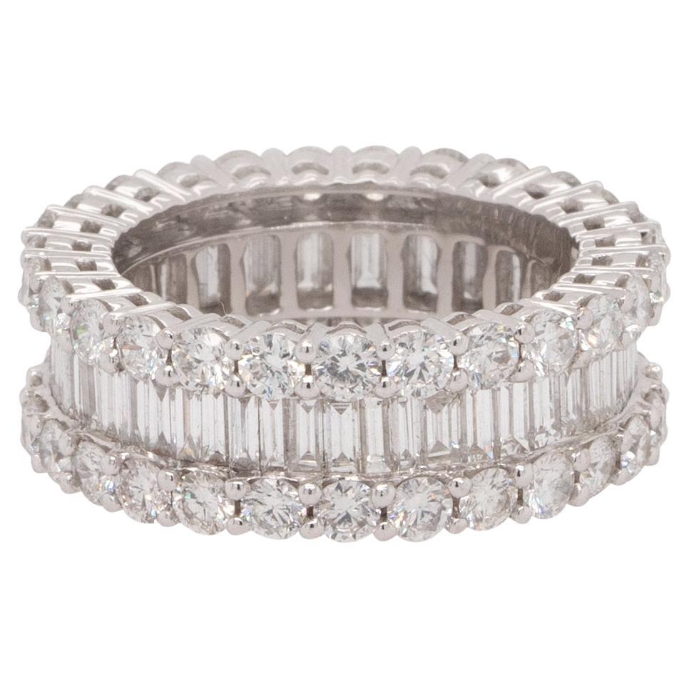 Three Row 5 Carat Diamond Eternity Band 18 Karat in Stock