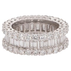 Three Row 5 Carat Diamond Eternity Band 18 Karat in Stock