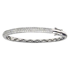 White Gold Three-Row Diamond Bangle