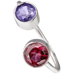 White Gold Tourmaline and Iolite Mini Ring