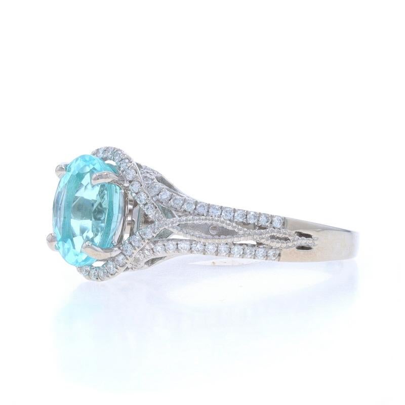 Bague halo de diamants et tourmaline blanche 14 carats, 1,57 carat poids total, certifiée GIA Excellent état - En vente à Greensboro, NC