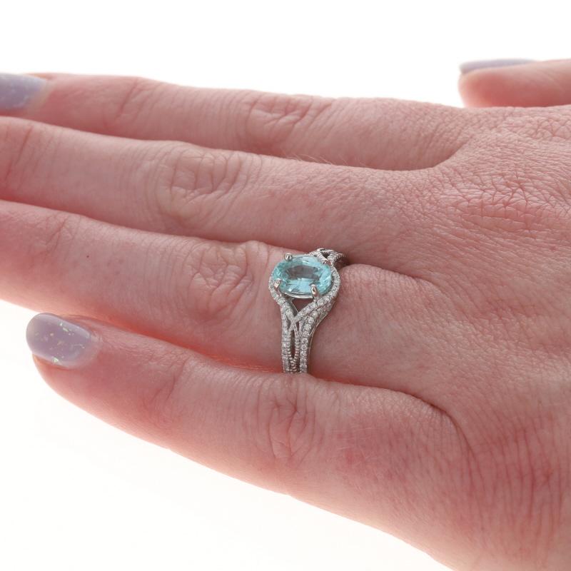 Bague halo de diamants et tourmaline blanche 14 carats, 1,57 carat poids total, certifiée GIA Pour femmes en vente