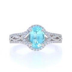 White Gold Tourmaline Diamond Halo Ring - 14k Oval 1.57ctw GIA