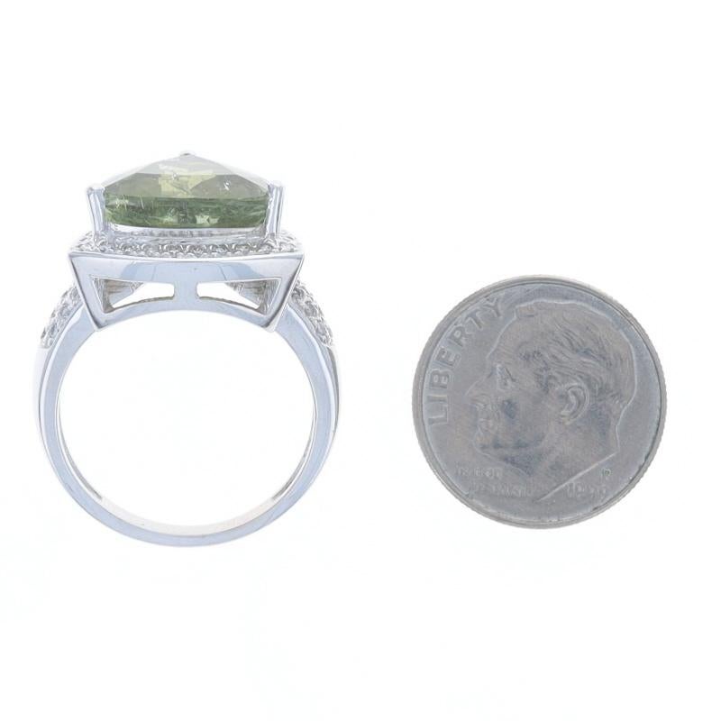 Women's White Gold Tourmaline Diamond Halo Ring - 14k Trillion 7.52ctw For Sale
