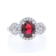 White Gold Tourmaline Diamond Halo Ring - 18k Oval 1.88ctw Hearts