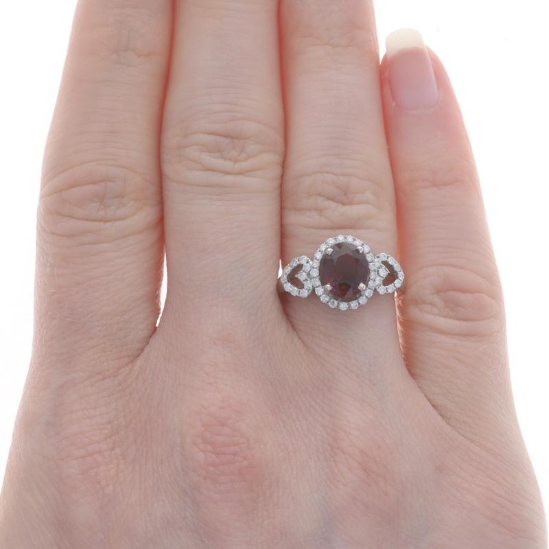 Oval Cut White Gold Tourmaline Diamond Halo Ring - 18k Oval 1.88ctw Hearts For Sale