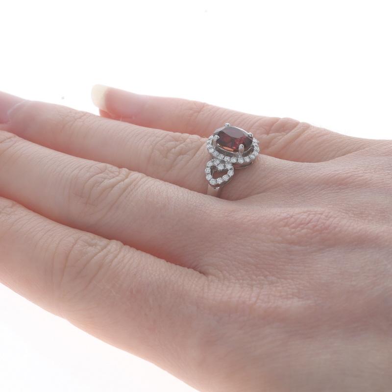 Women's White Gold Tourmaline Diamond Halo Ring - 18k Oval 1.88ctw Hearts For Sale