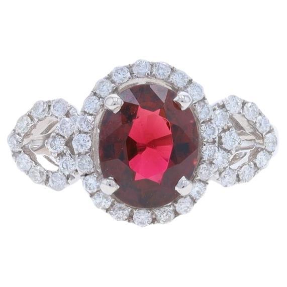 White Gold Tourmaline Diamond Halo Ring - 18k Oval 1.88ctw Hearts For Sale