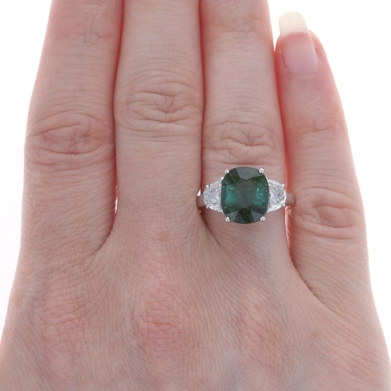 Taille coussin Bague en or blanc Tourmaline et diamant - 18k Coussin rectangulaire 5.72ctw en vente
