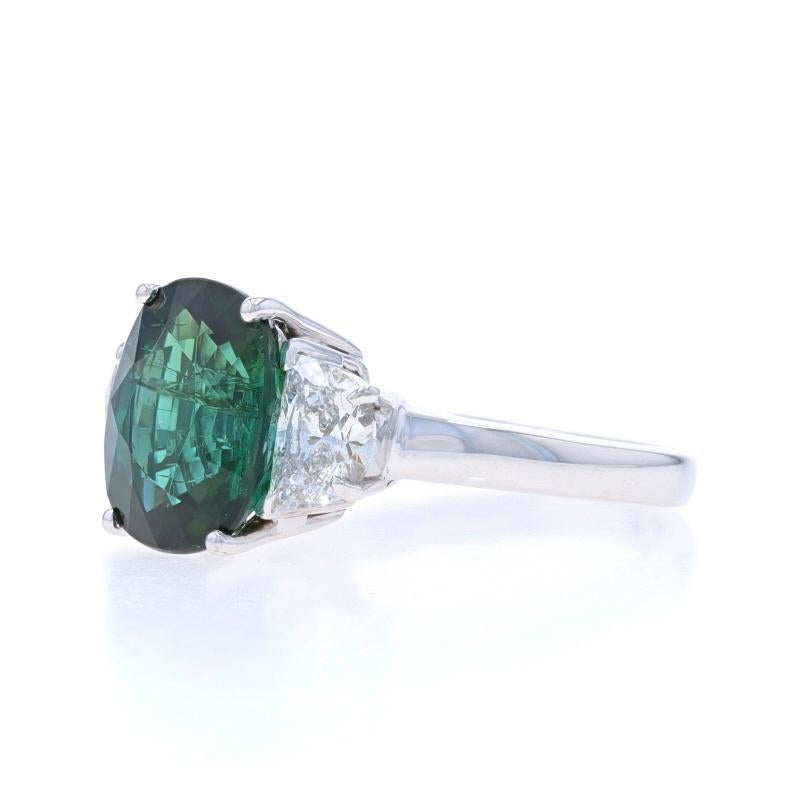 Bague en or blanc Tourmaline et diamant - 18k Coussin rectangulaire 5.72ctw Excellent état - En vente à Greensboro, NC