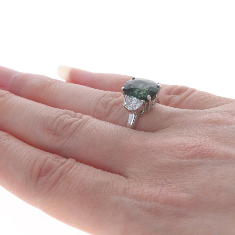 Bague en or blanc Tourmaline et diamant - 18k Coussin rectangulaire 5.72ctw Pour femmes en vente