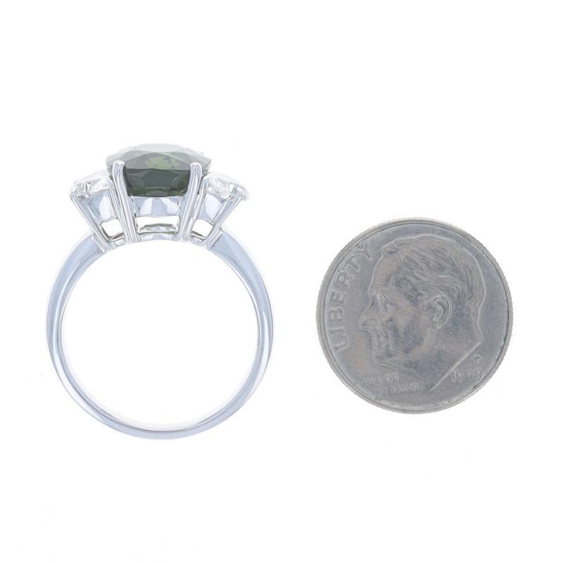 Bague en or blanc Tourmaline et diamant - 18k Coussin rectangulaire 5.72ctw en vente 1