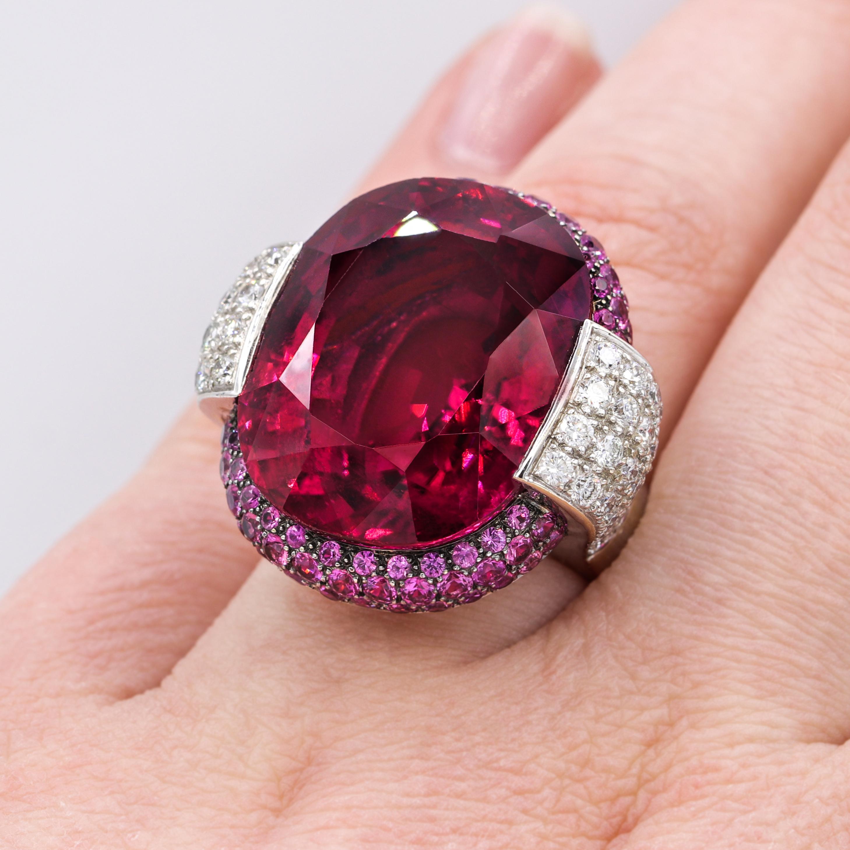 35,00 Karat Turmalin-Diamant-Ring  im Zustand „Neu“ im Angebot in New York, NY