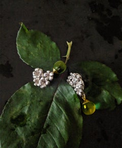 White Gold Transformer Contemporary Earrings with Diamonds and Lemon Quartz