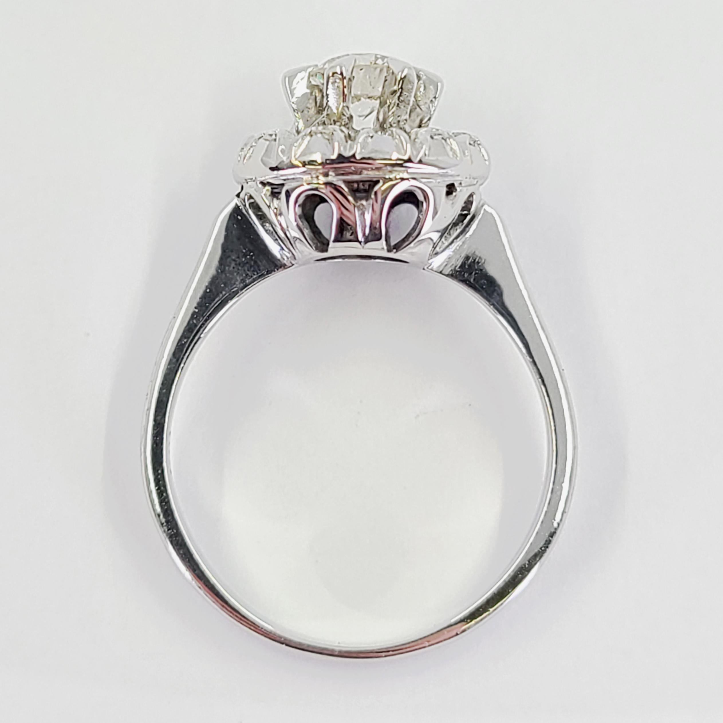 Round Cut White Gold Transitional Cut Diamond Halo Ring For Sale