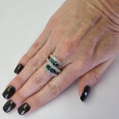 White Gold Treated Blue Diamond Ring