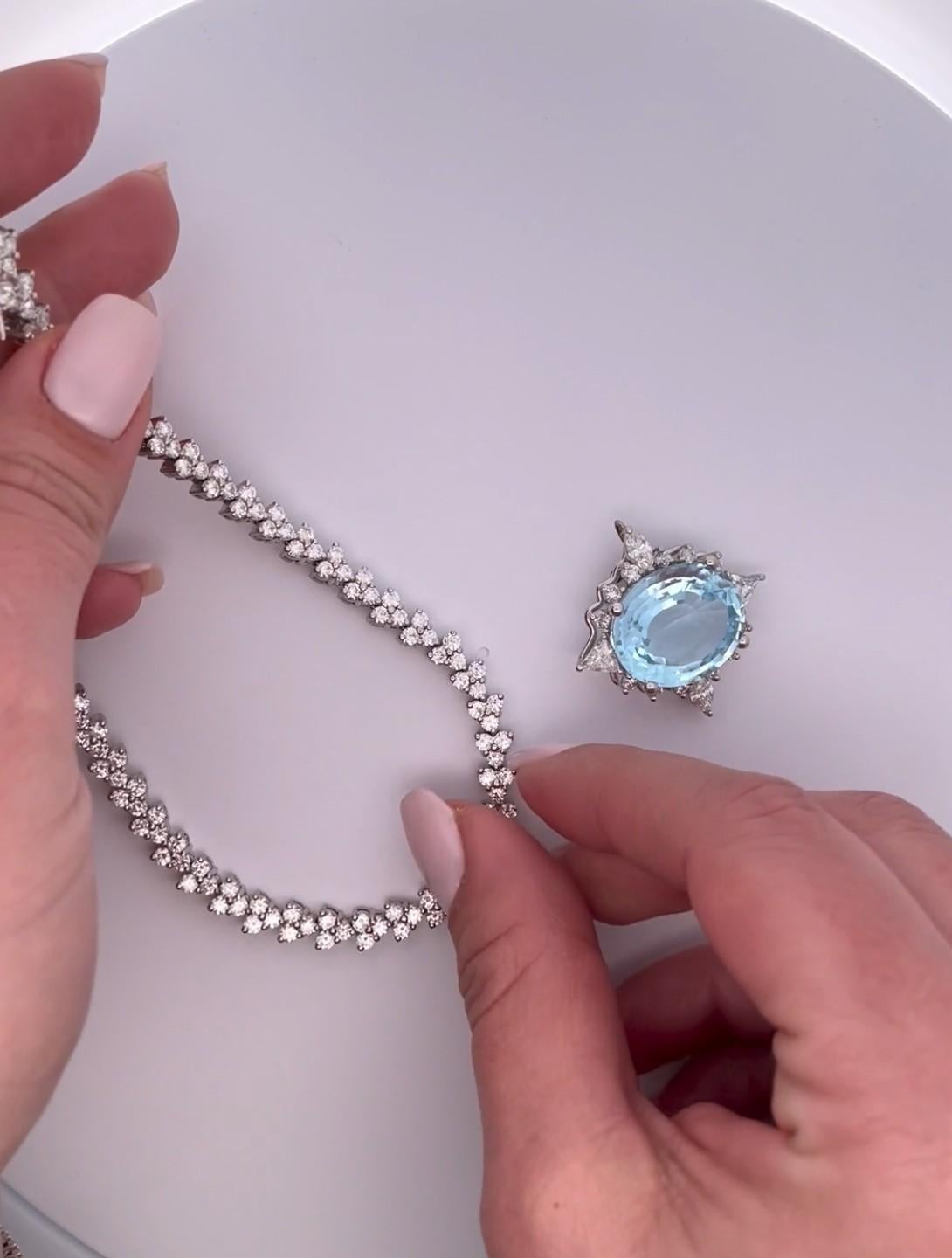 Collier de tennis en or blanc 14K/18K en forme de V avec extenseur amovible-Pendentif en vente 3
