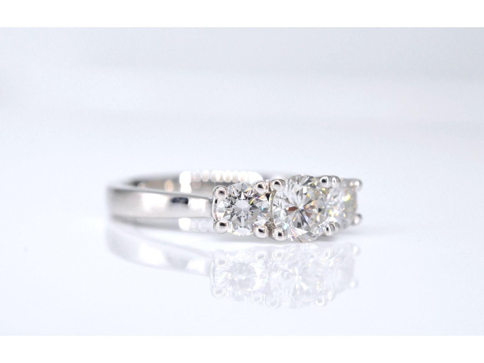 Contemporary White Gold Trinity Ring with Brilliant Cut Diamonds For Sale