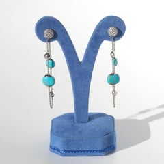Pendientes de Oro Blanco, Turquesa, Rubí y Diamante de Roberto Coin