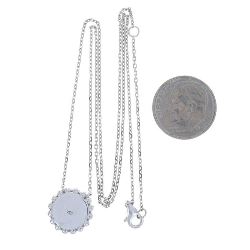 Donna Collana aureola con diamanti e turchesi in oro bianco - 18k Cabochon .25ctw Regolabile in vendita