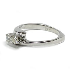 18K White Gold Two-Diamond Bypass Ring, SI1-SI2, G-H, Size 6.75