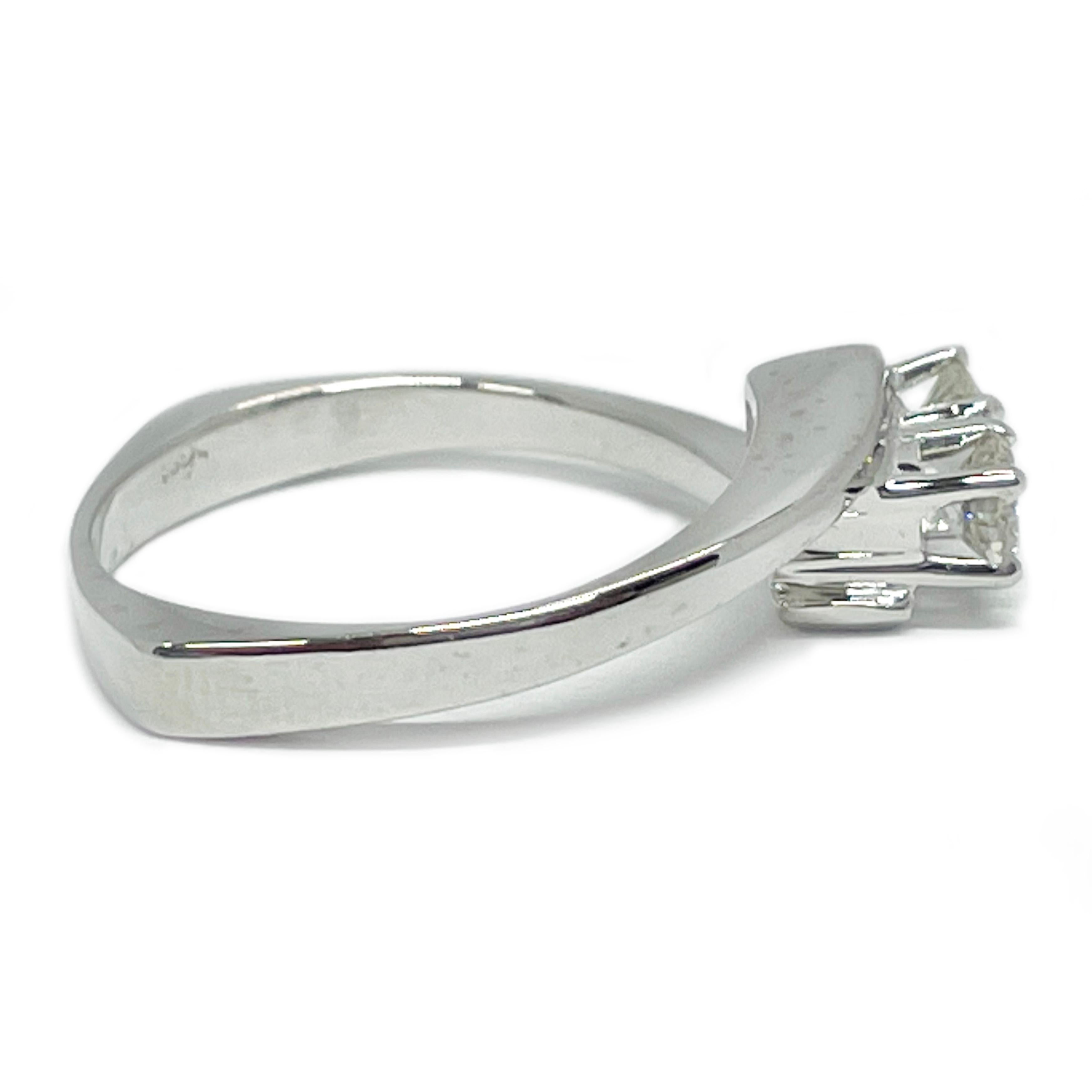 Round Cut White Gold Two-Diamond Ring For Sale