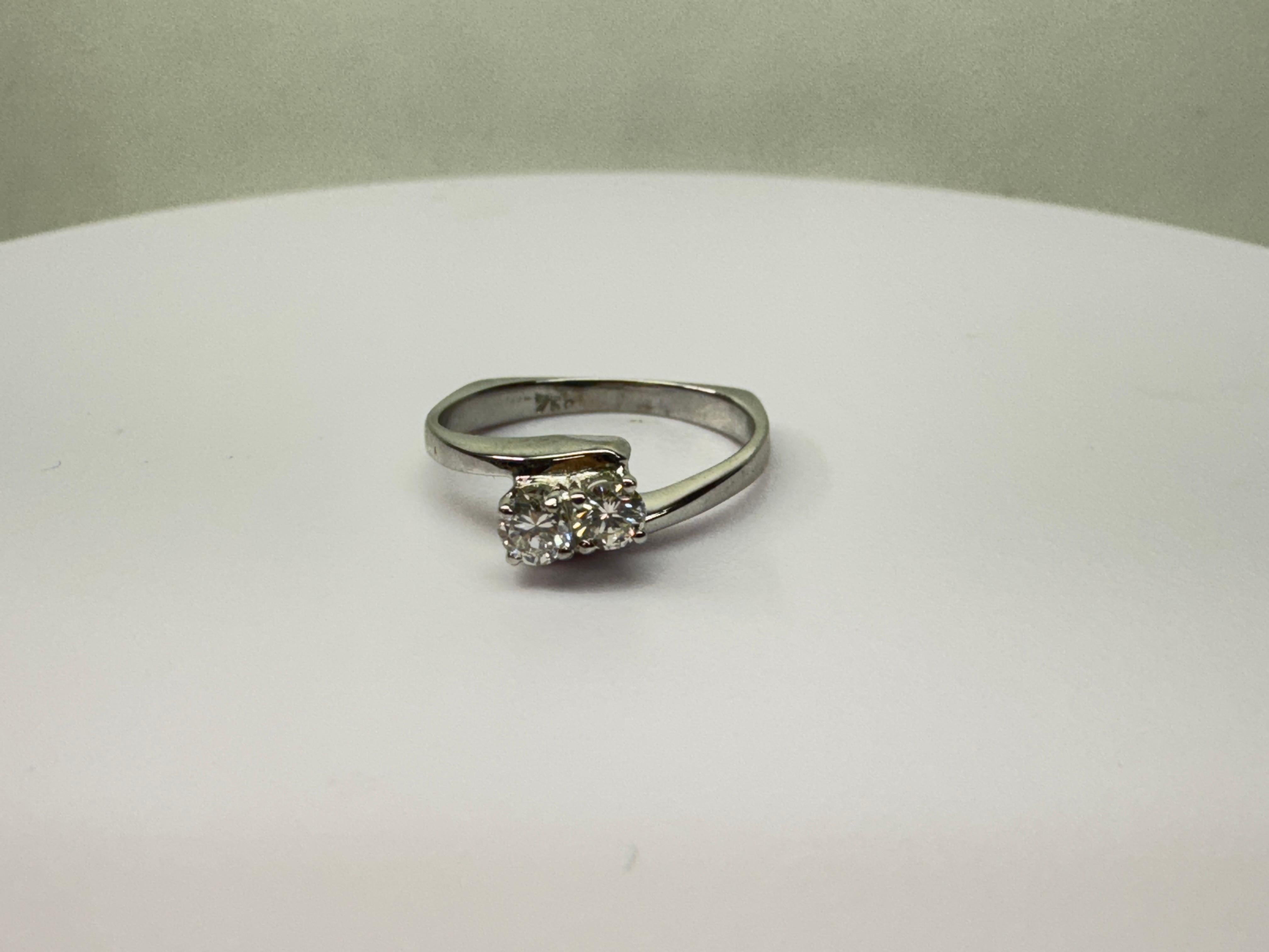 White Gold Two-Diamond Ring For Sale 3