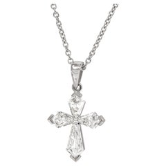 Collana con croce di diamanti a forma di aquilone in oro bianco da 0,75 cttw