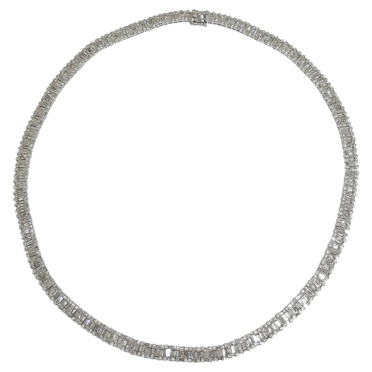 Modern White Gold Unisex 20.52 ct Total Weight Round Brilliant & Baguette Cut Diamonds  For Sale